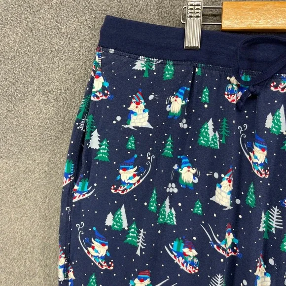 Lands End Gnome Skiing Christmas Pajama Pants Joggers Navy Blue Size‎ L 36 38 - Picture 4 of 14